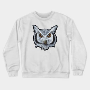 Monochromatic Horned Owl in Acrylic Crewneck Sweatshirt